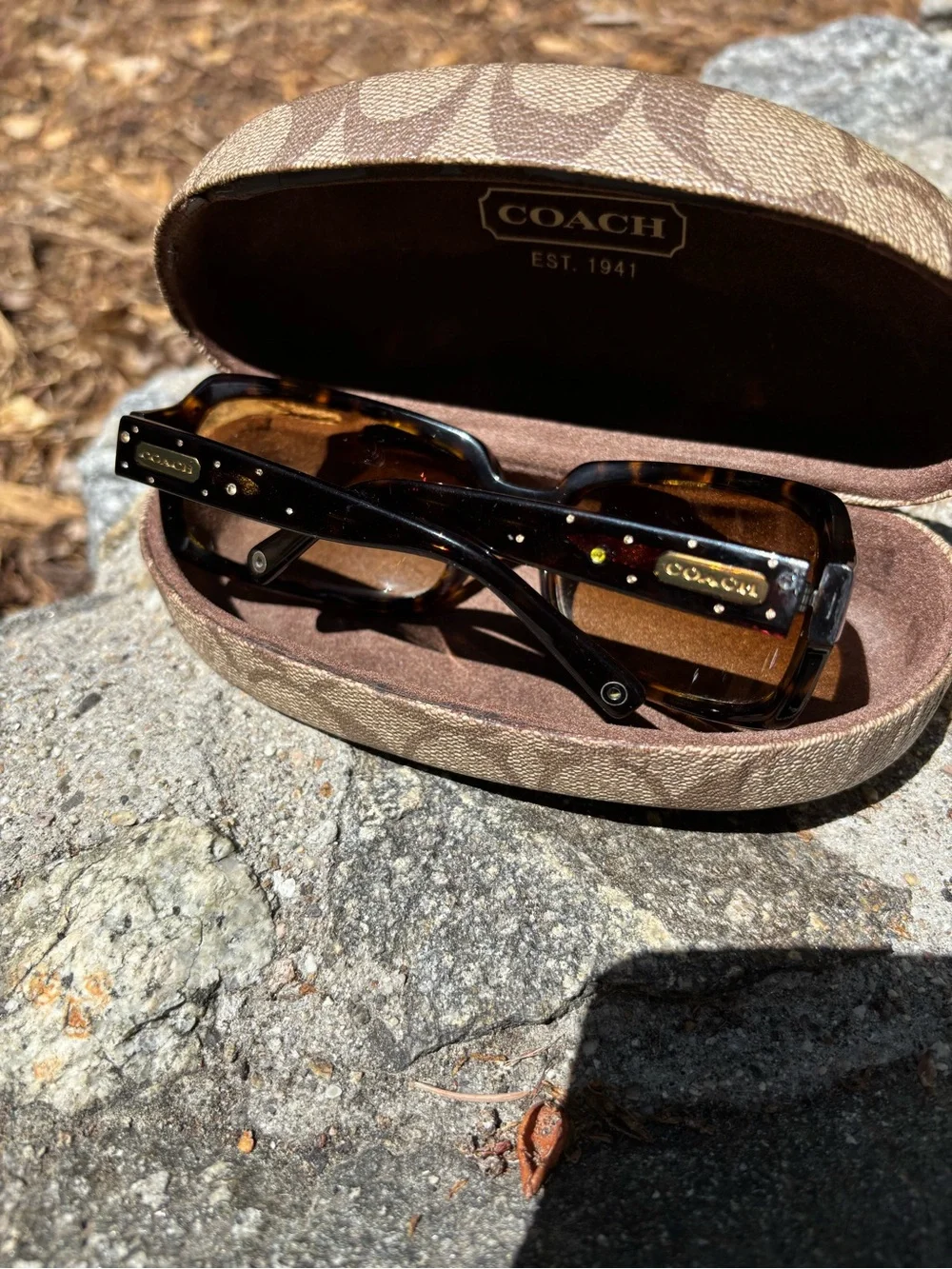 Coach Samantha Brown Tortoiseshell Sunglasses with Signature Case